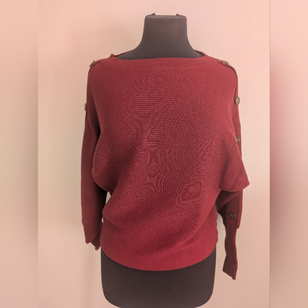 Cupio Wine Off-the-Shoulder Sweater